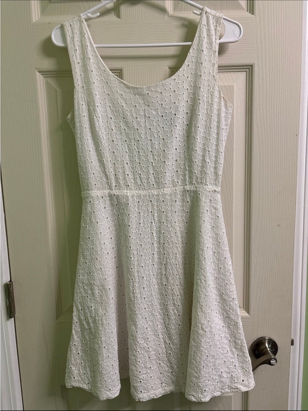 imaginary voyage White Eyelet Fit-and-Flare Dress